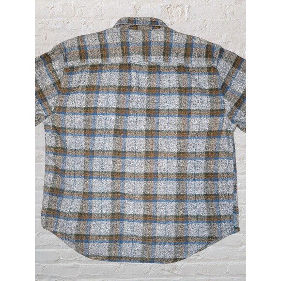 Free Nature Flannel Flannel Mens XL Gray Blue Plaid Boho Layering Shacket Fall - Picture 4 of 6
